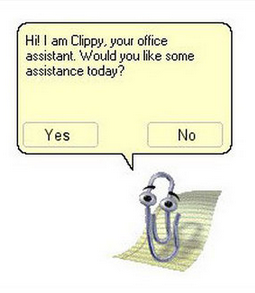 Clippy introducing itself on a Microsoft Word document